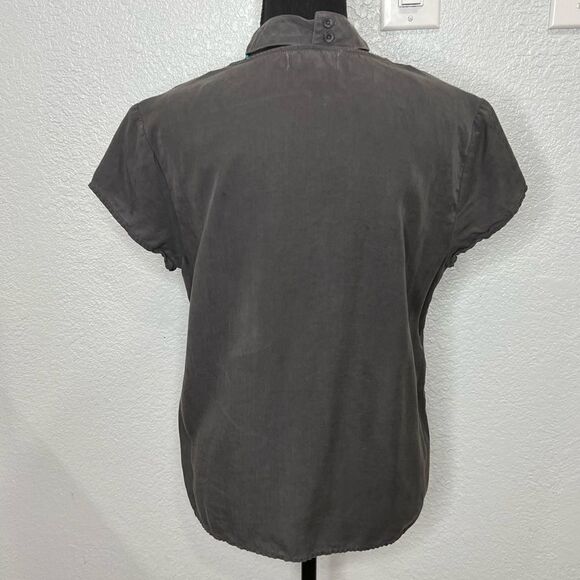 Cloth & Stone Tencel Chocker Surplice Neck Women Gray Top Sz Small - Picture 3 of 12